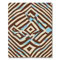 Brown Cream Blue Abstract Diamond Rug