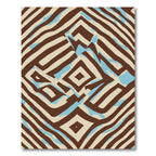Brown Cream Blue Abstract Diamond Rug
