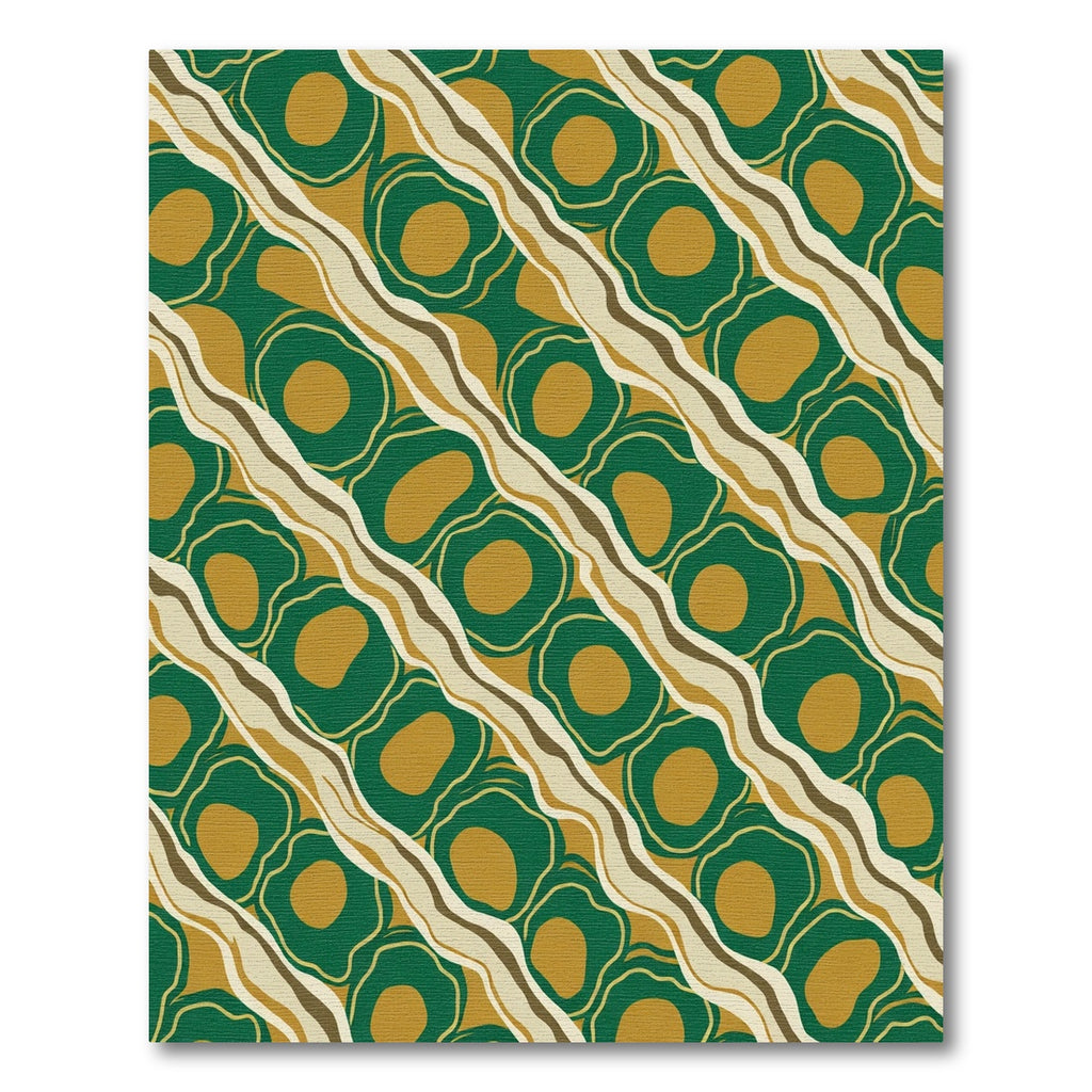 Emerald Gold Abstract Organic Waves Rug