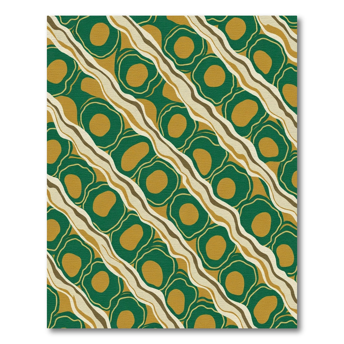 Emerald Gold Abstract Organic Waves Rug