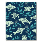 Underwater World Fish Turtle Navy Rug