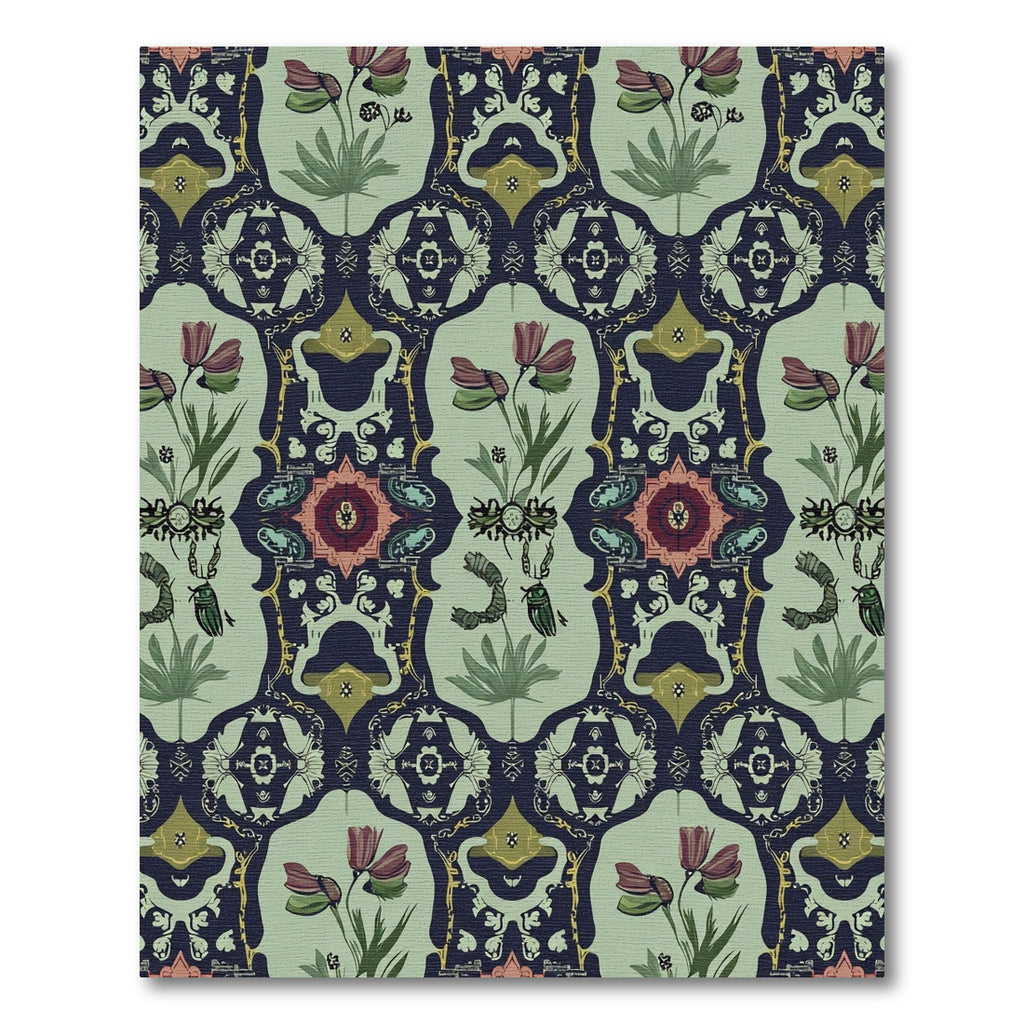 Dark Floral Insects Botanical Harmony Rug