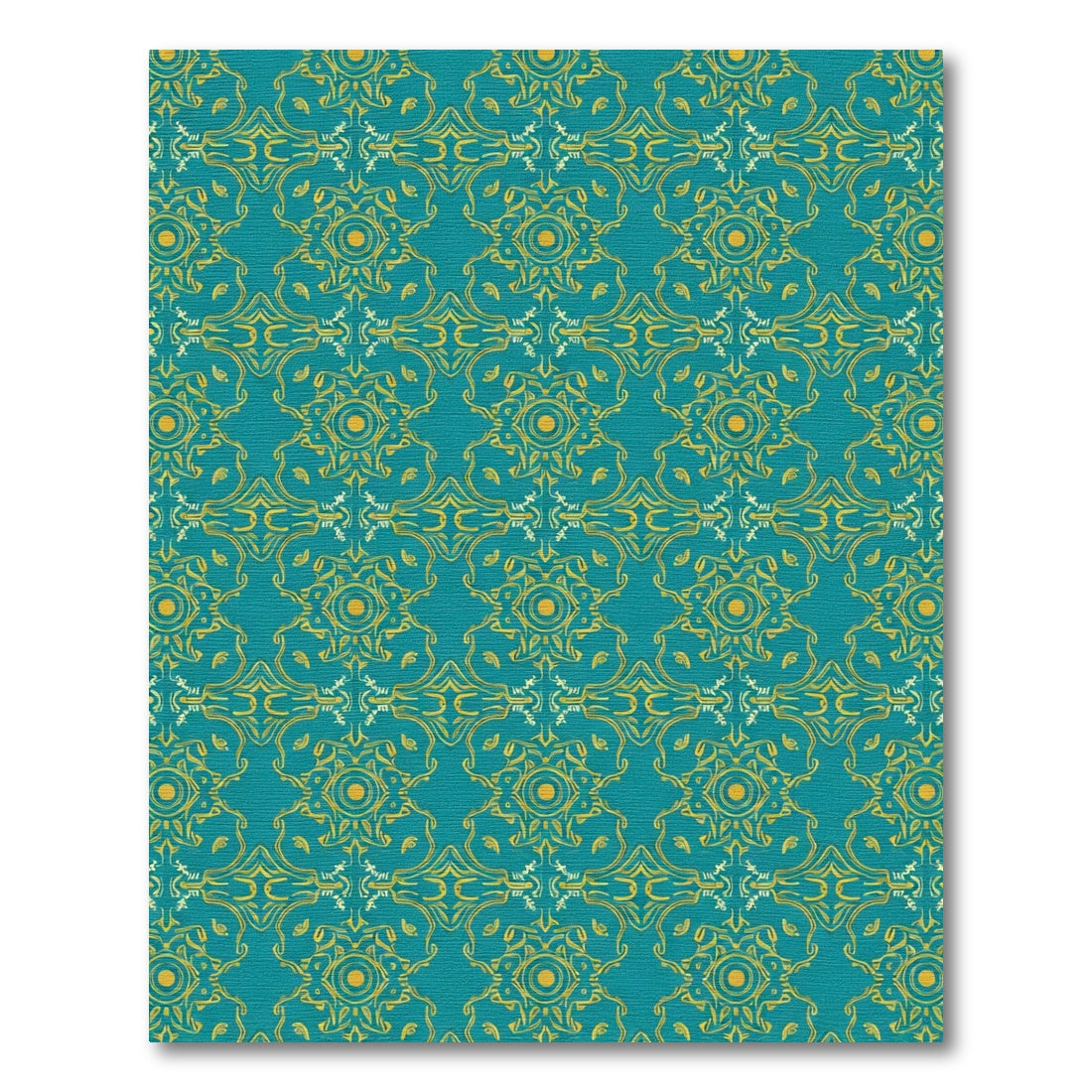 Turquoise Yellow Medallion Ornament Rug