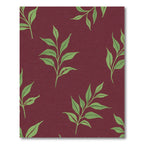 Deep Burgundy Green Leaf Branches Rug