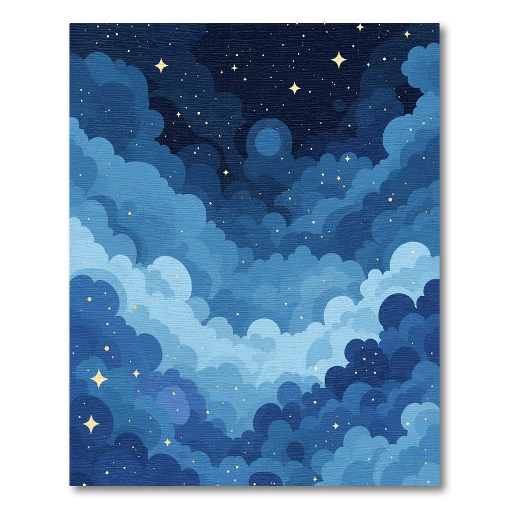 Dreamy Blue Cloudscape Stars Rug