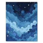 Dreamy Blue Cloudscape Stars Rug