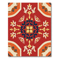 Red And Cream Tile Medallion Rug