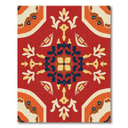 Red And Cream Tile Medallion Rug