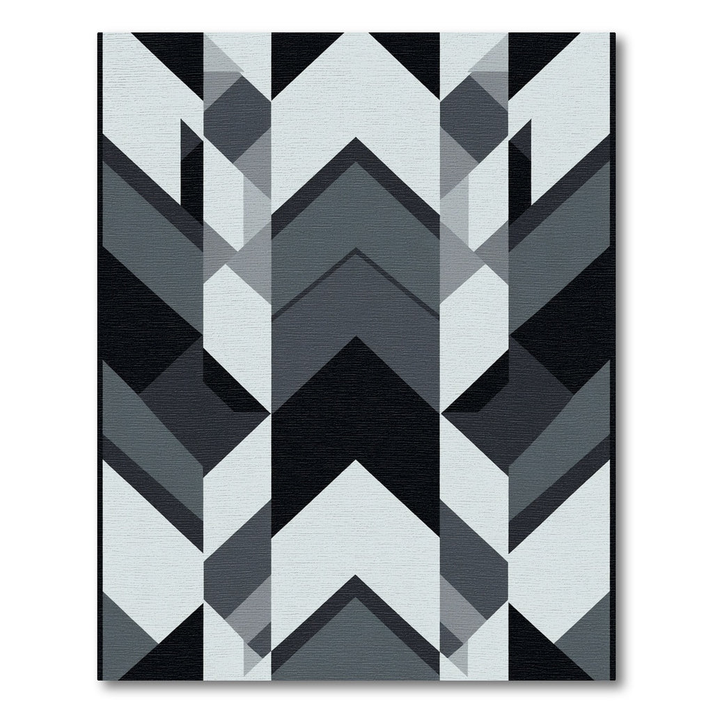 Monochromatic Geometric Chevron Composition Rug