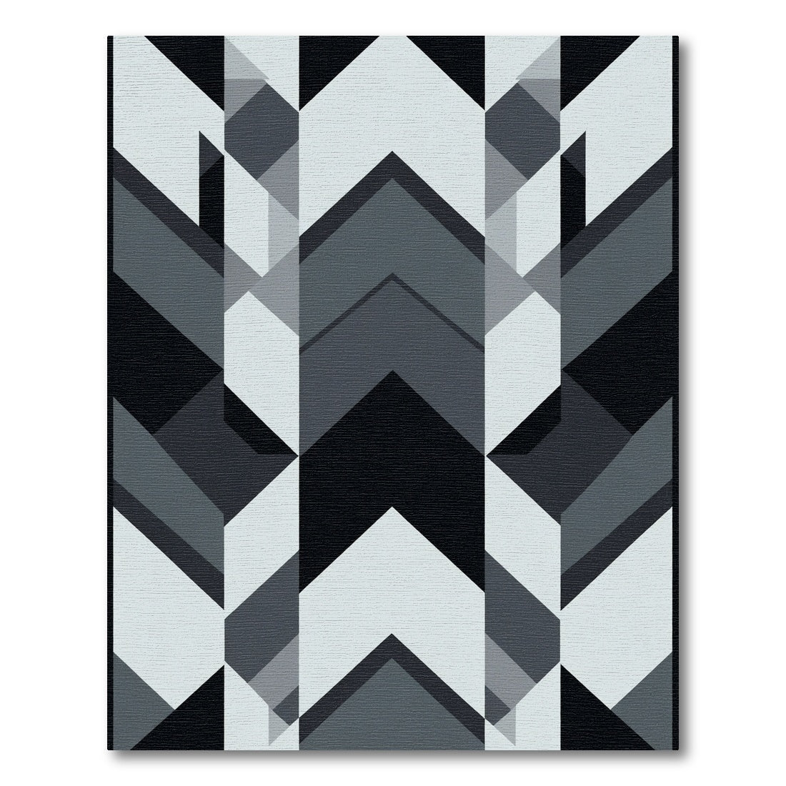 Monochromatic Geometric Chevron Composition Rug