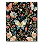 Ornate Fluttering Insect Bloom Scene Rug