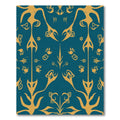 Golden Turquoise Abstract Organic Forms Rug