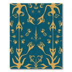 Golden Turquoise Abstract Organic Forms Rug