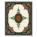 Cream Orange Green Floral Medallion Rug