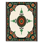 Cream Orange Green Floral Medallion Rug