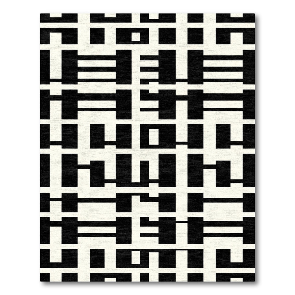 Black Cream Geometric Labyrinth Rug
