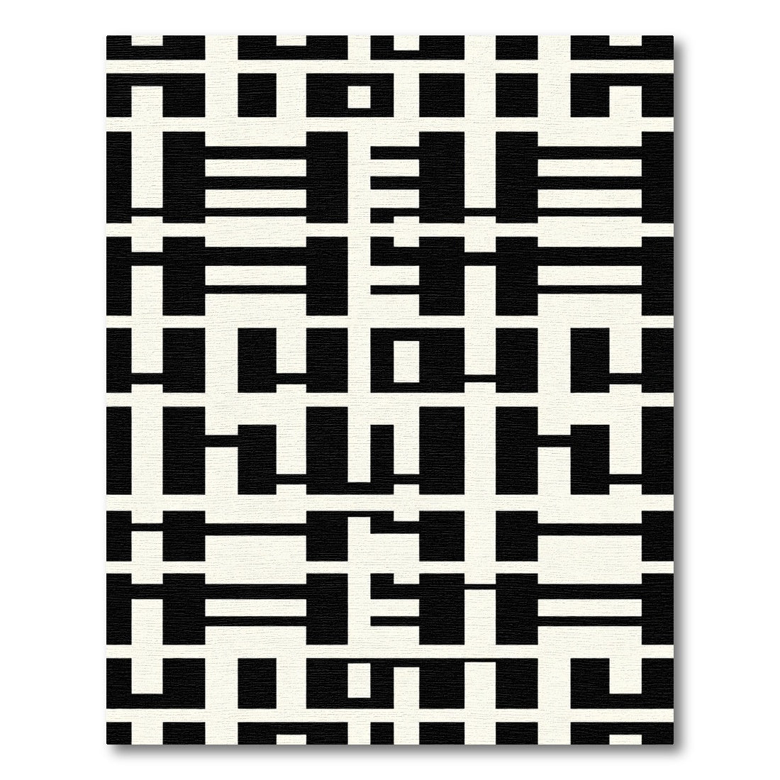 Black Cream Geometric Labyrinth Rug