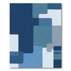 Deep Blue Teal Abstract Blocks Rug