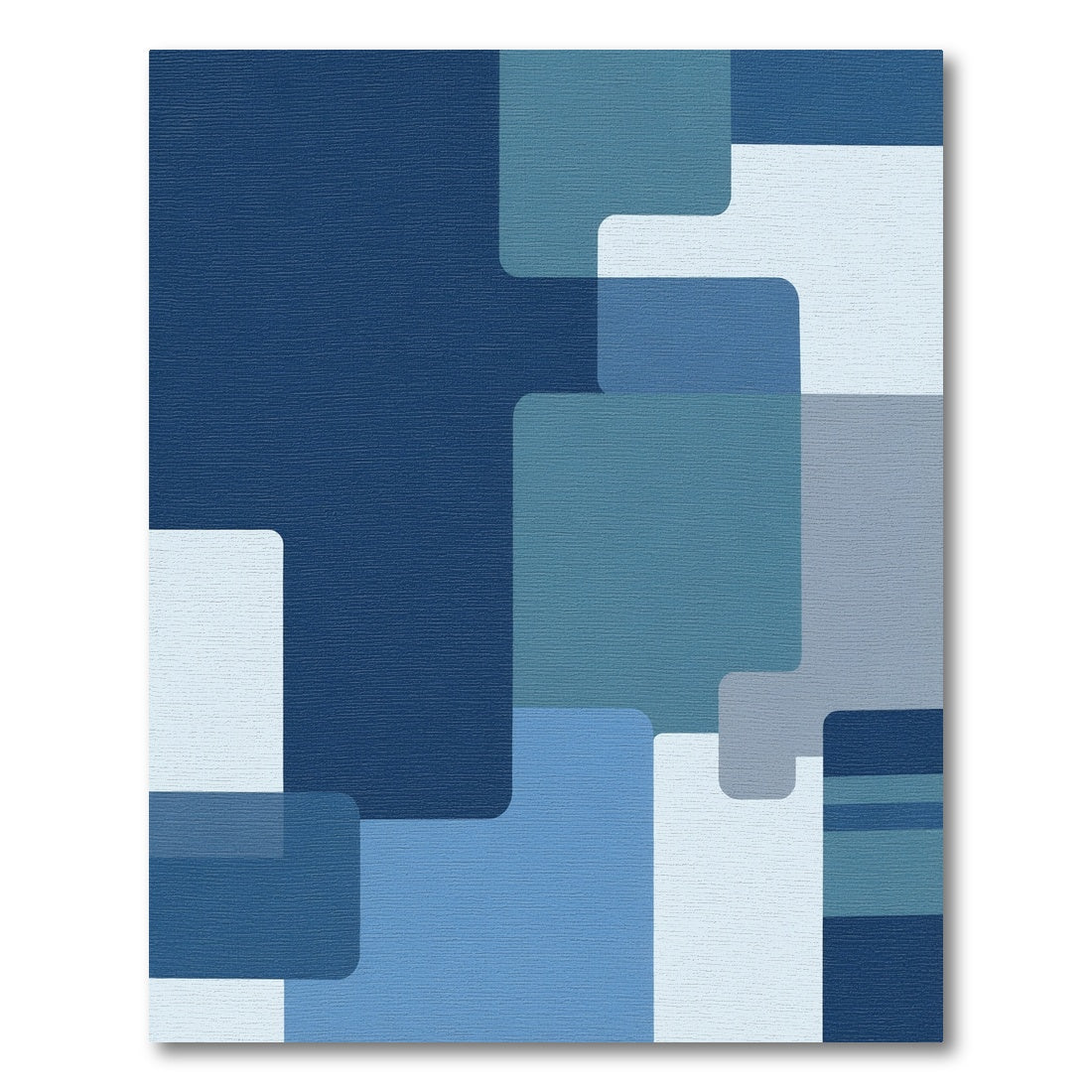 Deep Blue Teal Abstract Blocks Rug