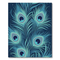 Deep Blue Peacock Feather Arrangement Rug