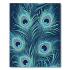 Deep Blue Peacock Feather Arrangement Rug