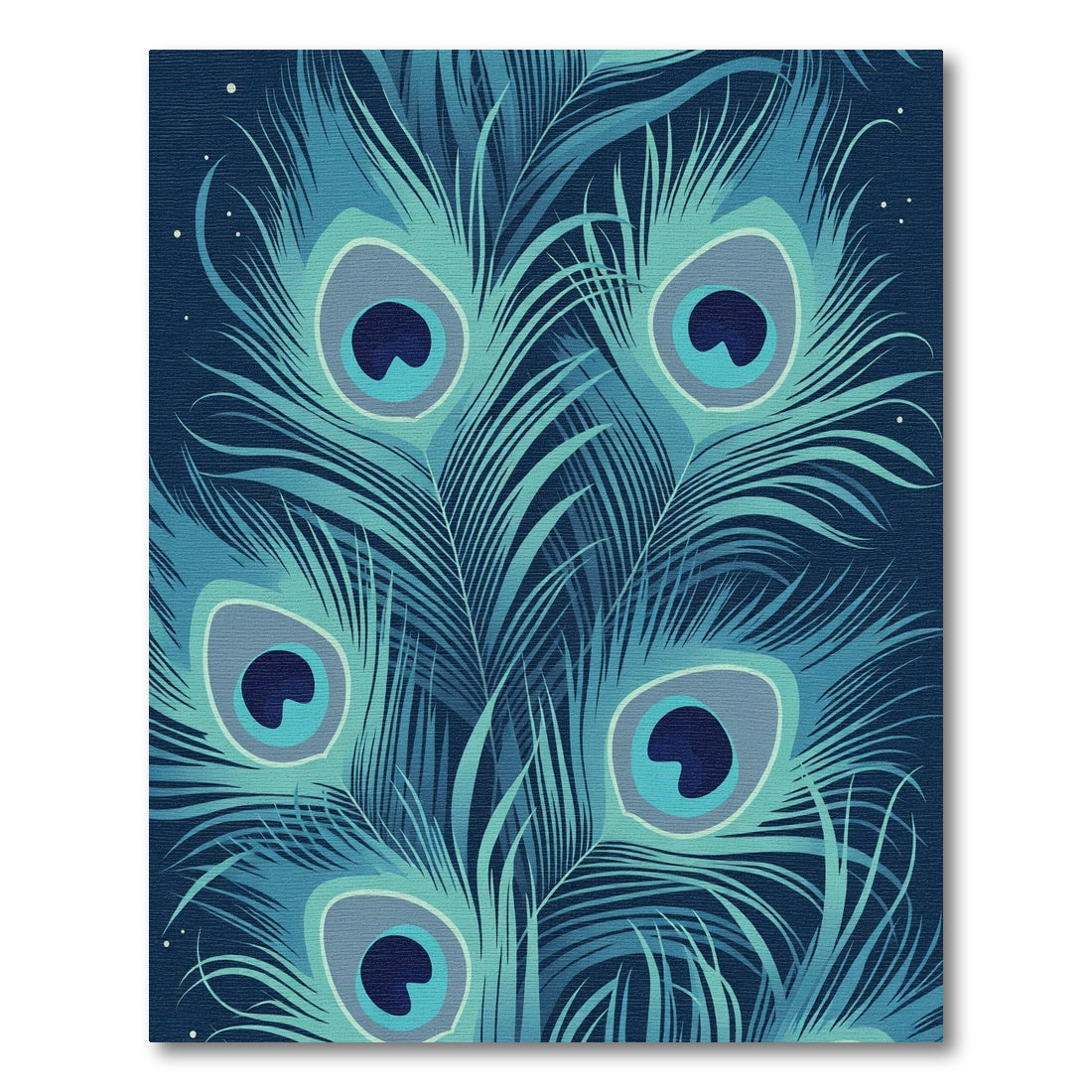 Deep Blue Peacock Feather Arrangement Rug