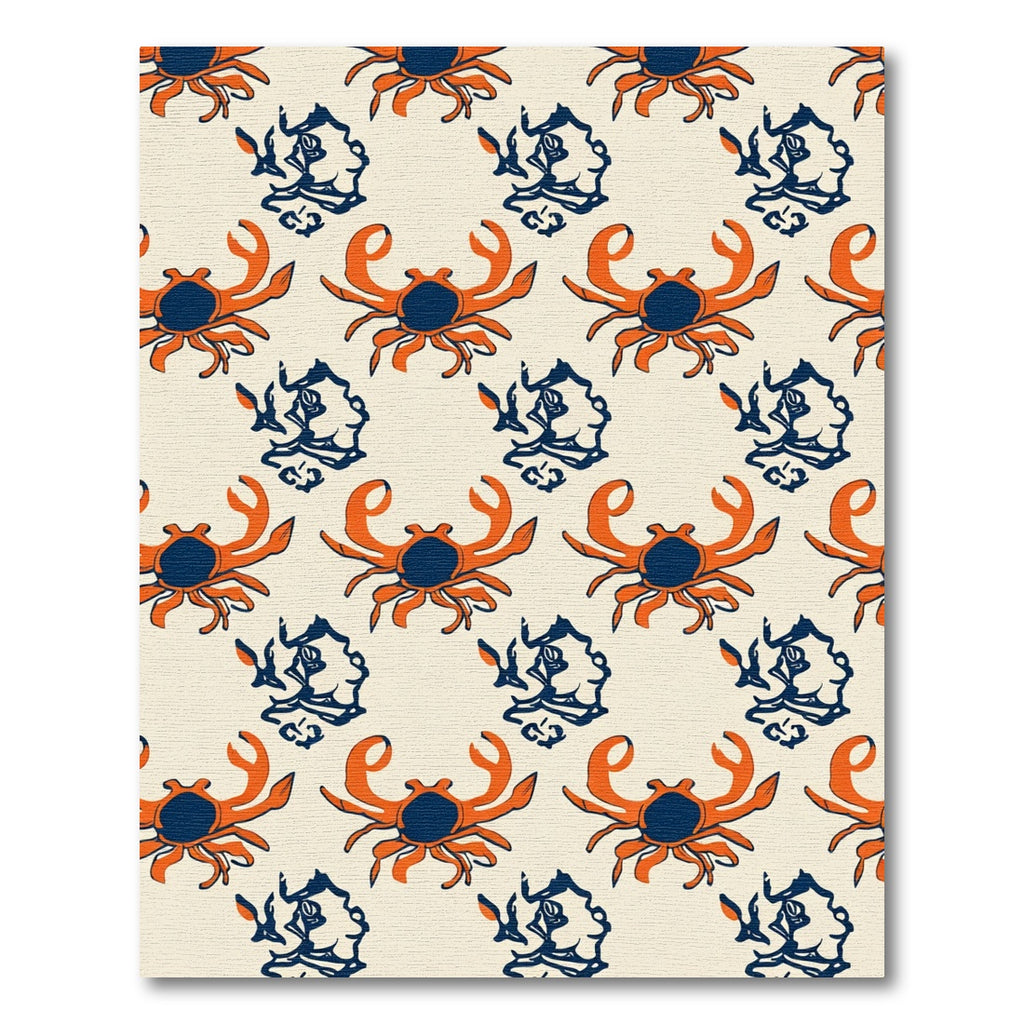 Orange Crab And Shell Navy Accents Rug