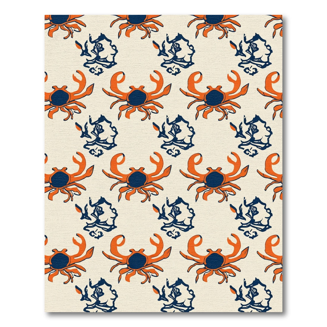Orange Crab And Shell Navy Accents Rug