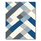 Abstract Blue Gray Checkerboard Rug