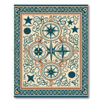 Marine Blue Compass Star Collection Rug