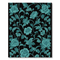 Teal Floral Vine Scroll Rug