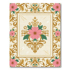 Pink Floral Golden Swirl Ornament Rug