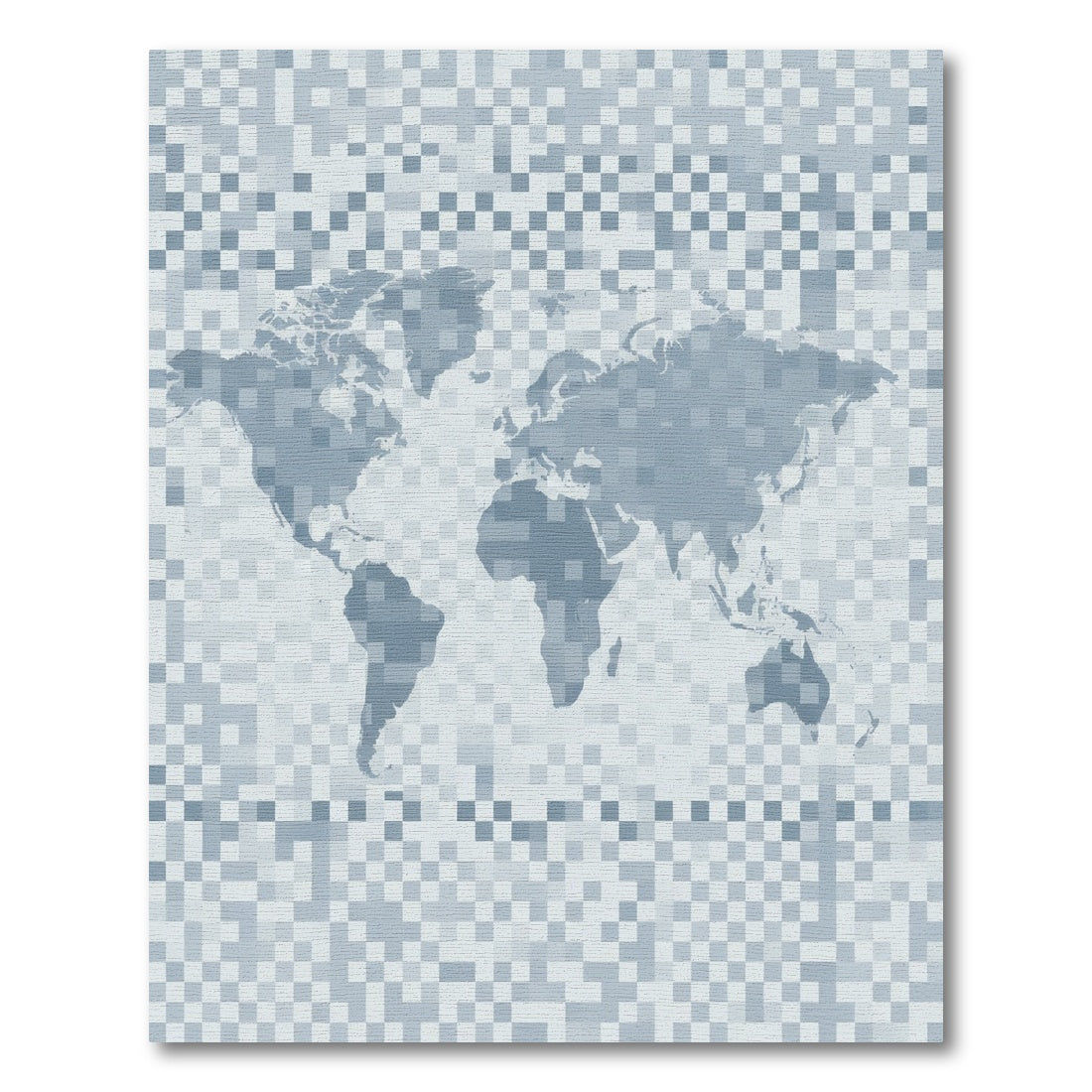 Pixelated World Map Gray Rug