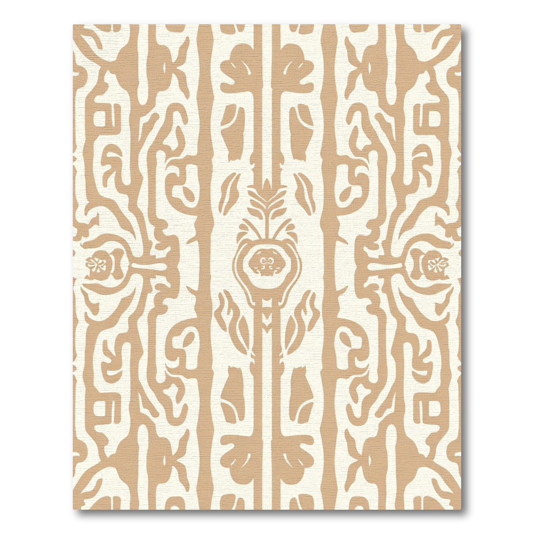 Earthy Tan Abstract Botanical Flow Rug