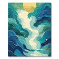 Abstract Blue Green Teal Wave Rug