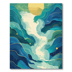 Abstract Blue Green Teal Wave Rug