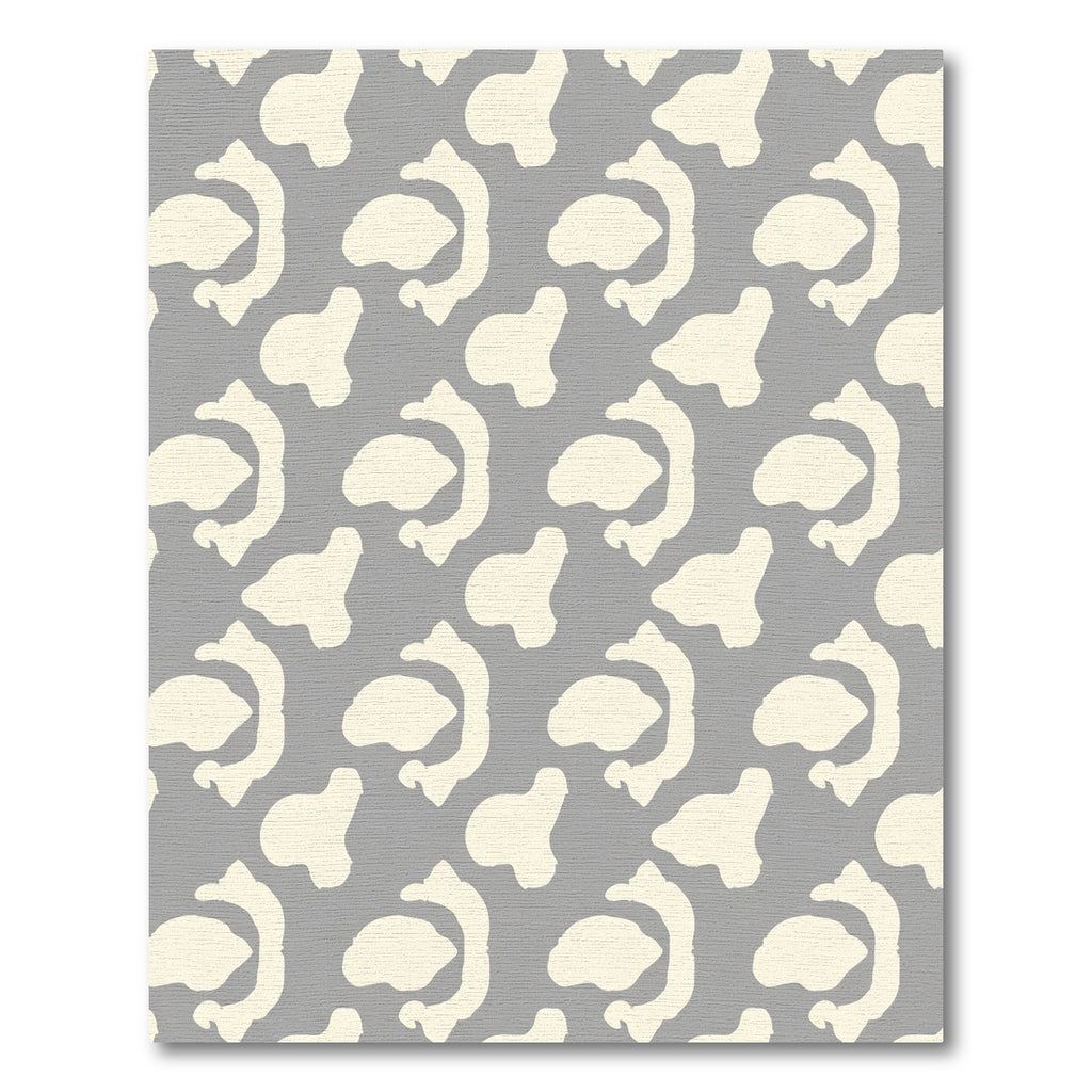 Cream And Gray Organic Shapes Rug
