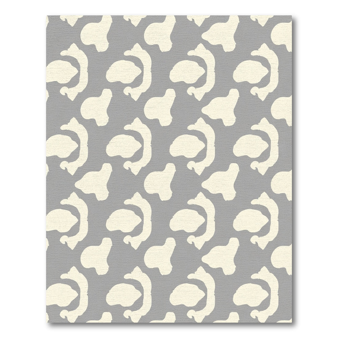 Cream And Gray Organic Shapes Rug