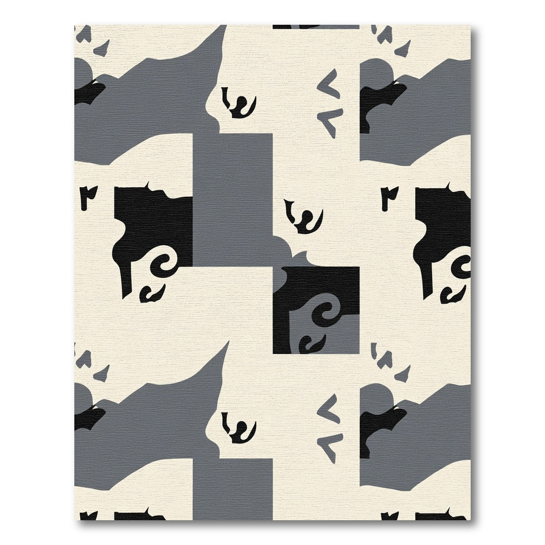 Monochrome Abstract Landscape Cubist Rug