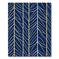 Navy Beige Organic Leaf Stripe Rug