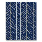 Navy Beige Organic Leaf Stripe Rug