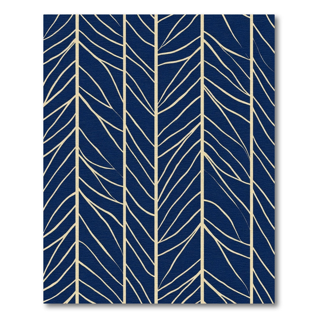 Navy Beige Organic Leaf Stripe Rug