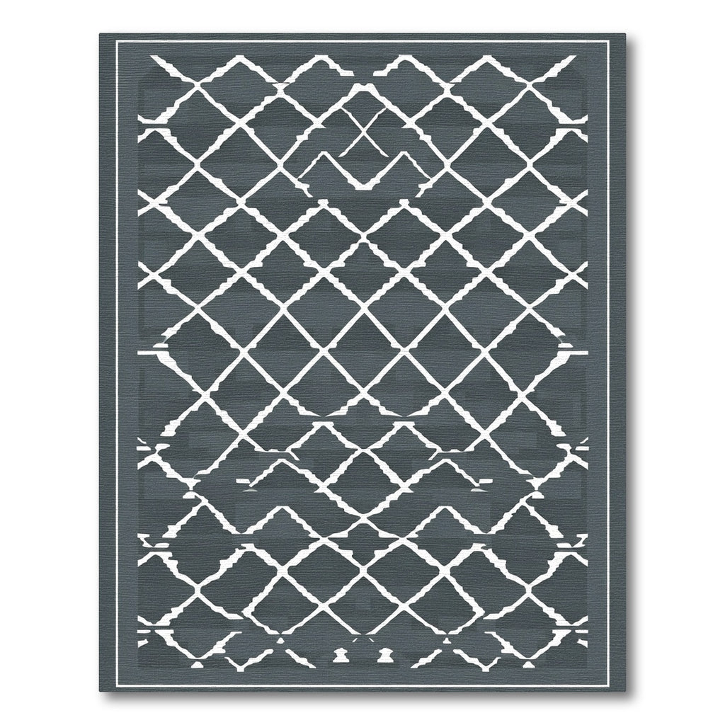 Dark Gray Lattice Geometric Diamond Rug