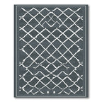 Dark Gray Lattice Geometric Diamond Rug