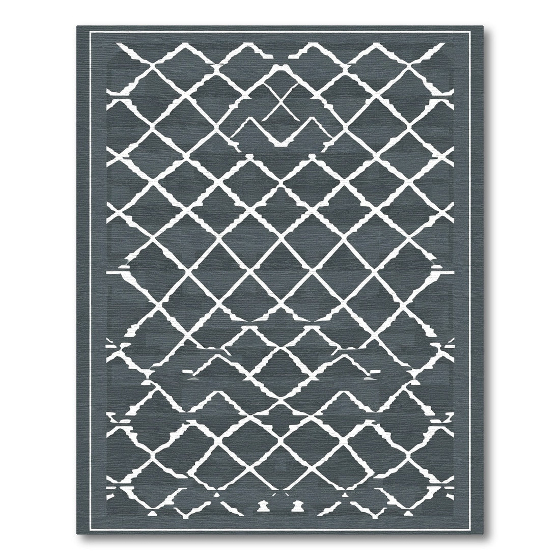 Dark Gray Lattice Geometric Diamond Rug