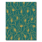 Teal Gold Botanical Vine Rug