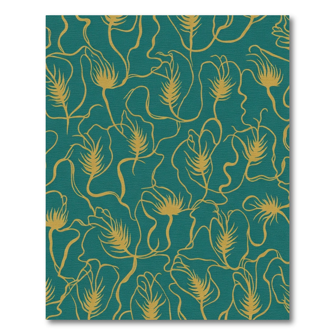Teal Gold Botanical Vine Rug
