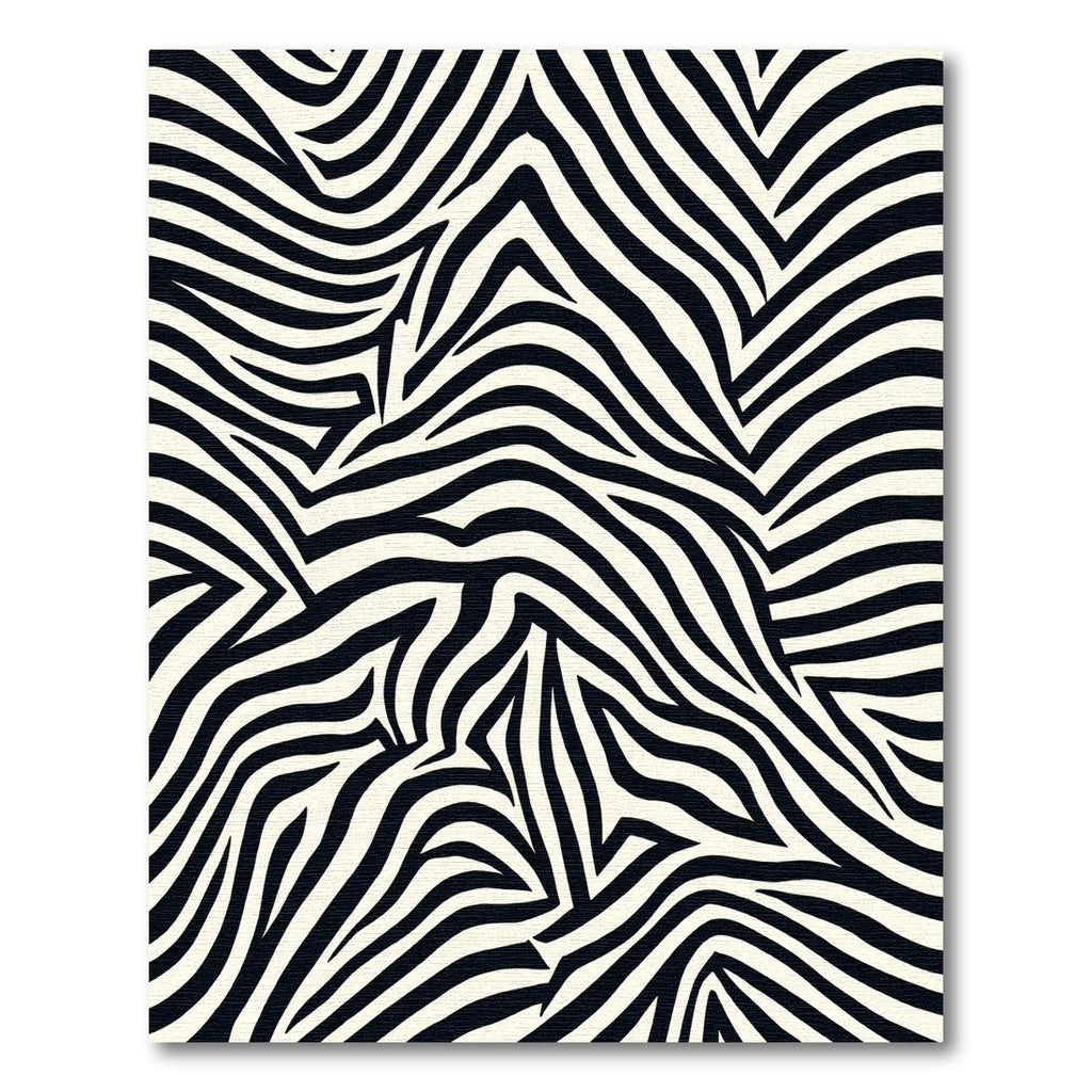 Textured Black White Animal Stripes Rug