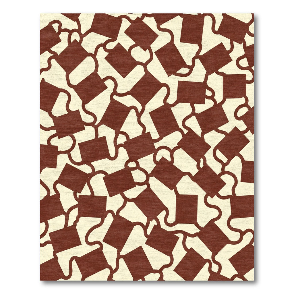 Crimson Linked Squares Abstract Rug