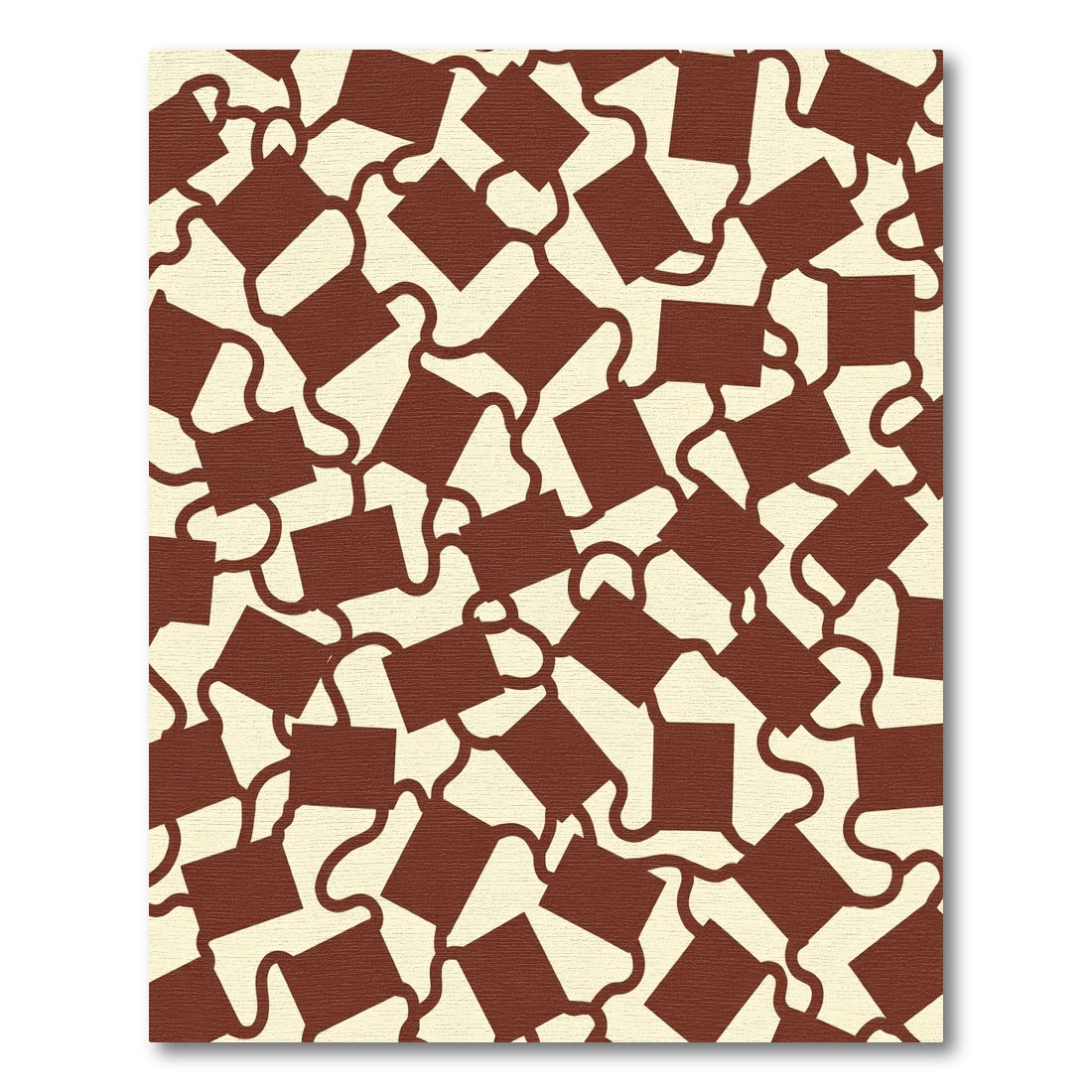 Crimson Linked Squares Abstract Rug